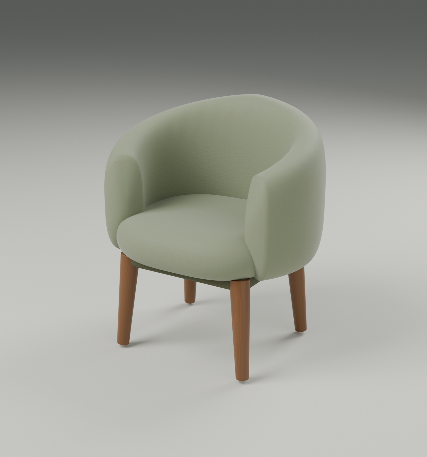 MORA chair model with upholstery and wooden legs